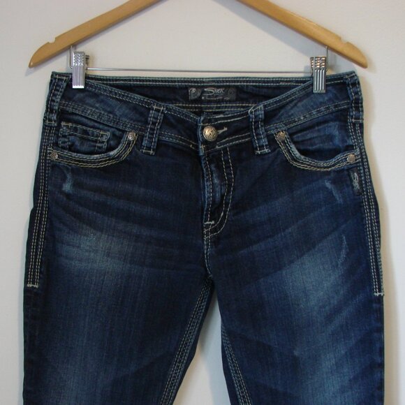 Silver Suki Surplus Jeans Bootcut Mid Rise Curvy Fit Dark Wash Size 31 - Picture 3 of 14